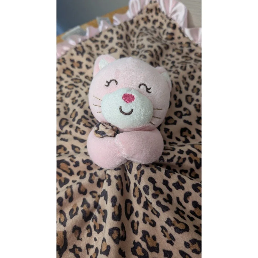 Carters Pink Brown Cheetah Satin Trim Ruffles Plush Cat Security Lovey 2012